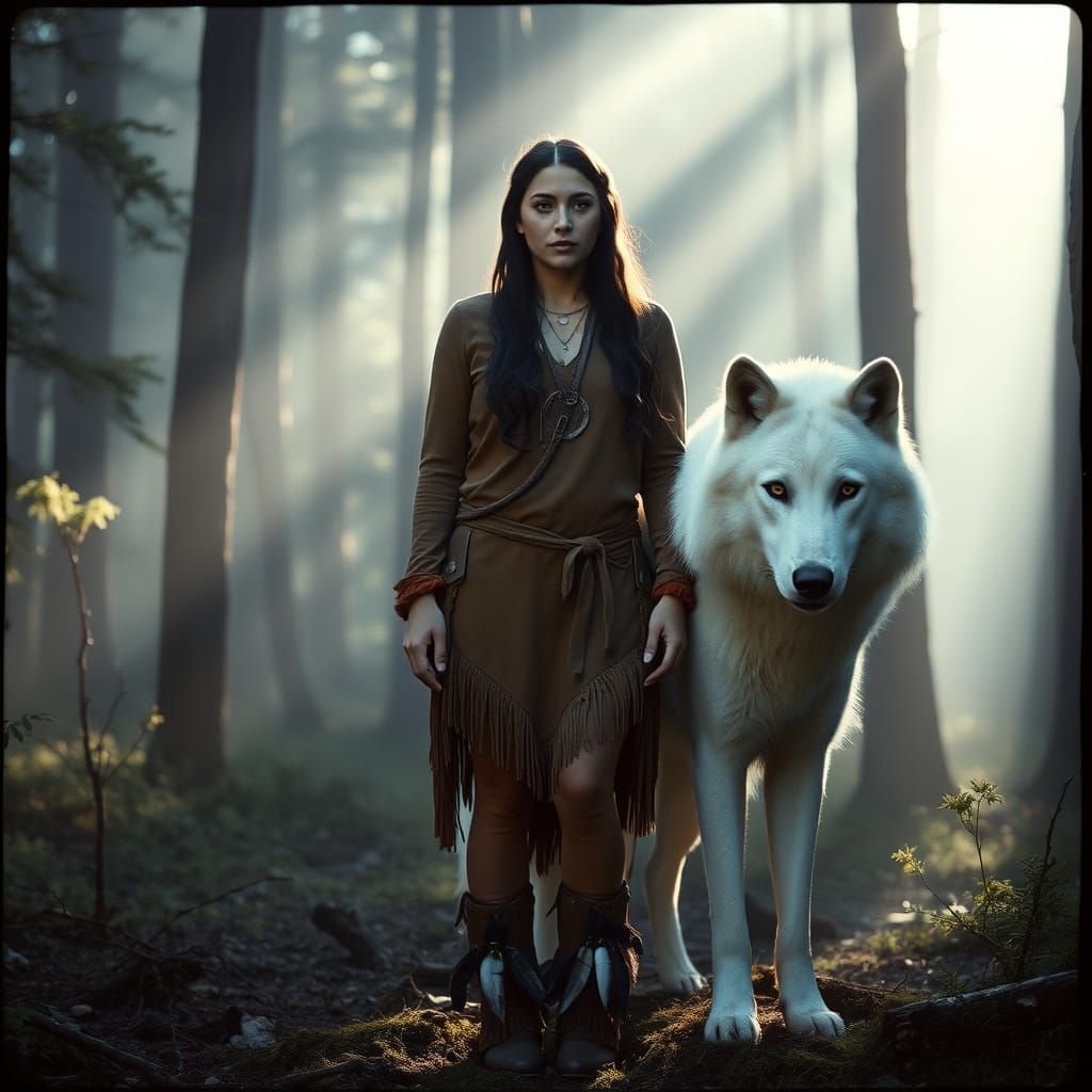 Mystical Forest Encounter in Earthy Tones