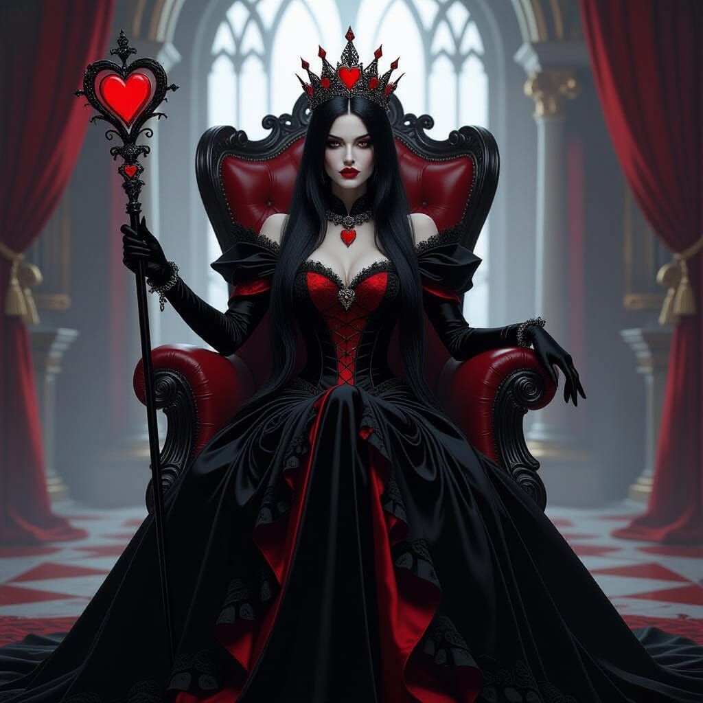 Queen of Hearts in Gothic Fantasy Style