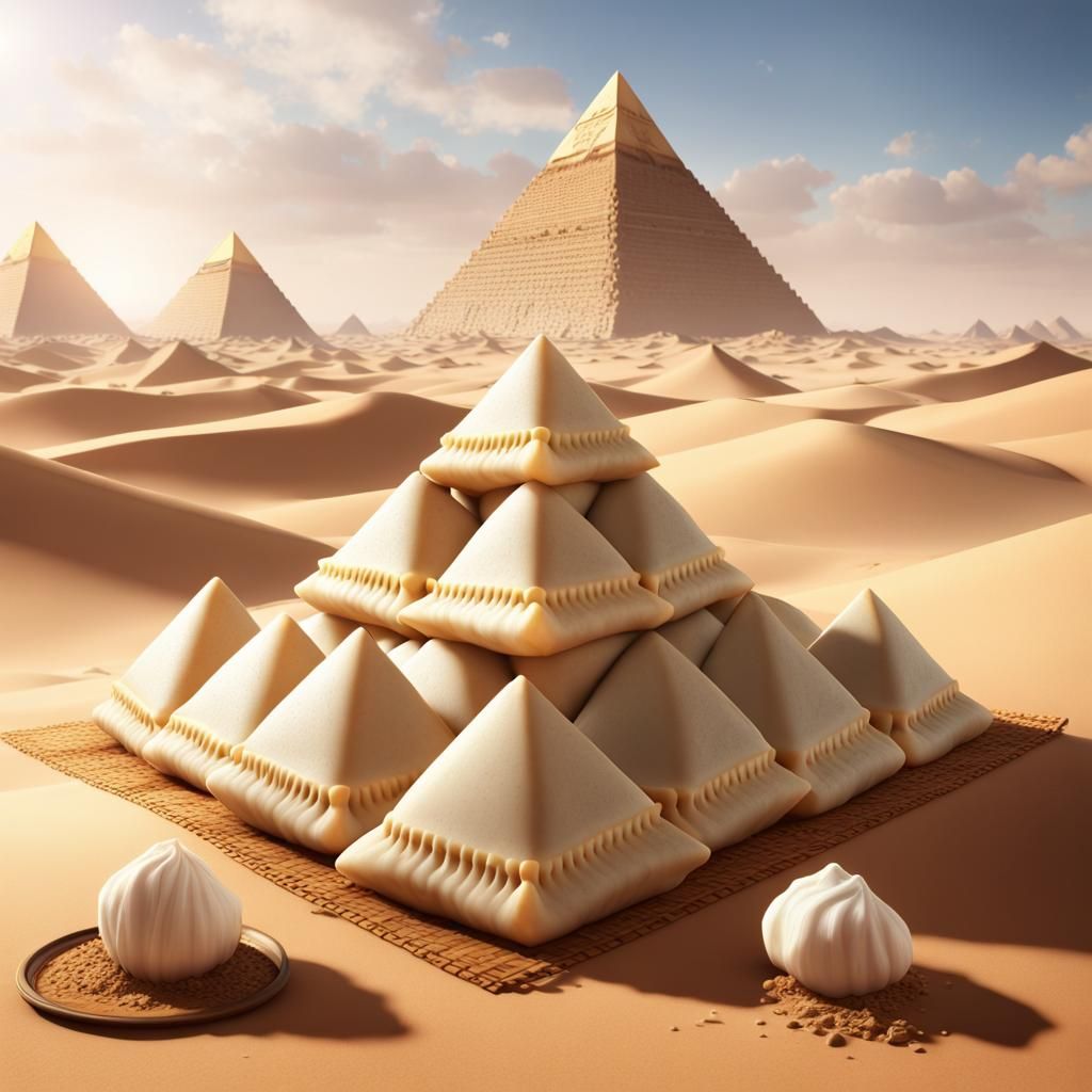 Giant Gyoza Dumpling Pyramids in Egypt