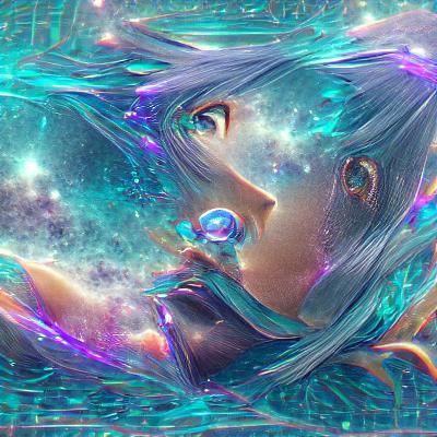 Aqua: Holographic Astral Cosmic Illustration by Amaringo