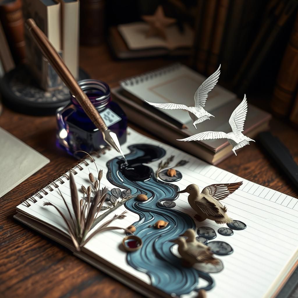 Ink River Fantasy Art on Writer's Desk