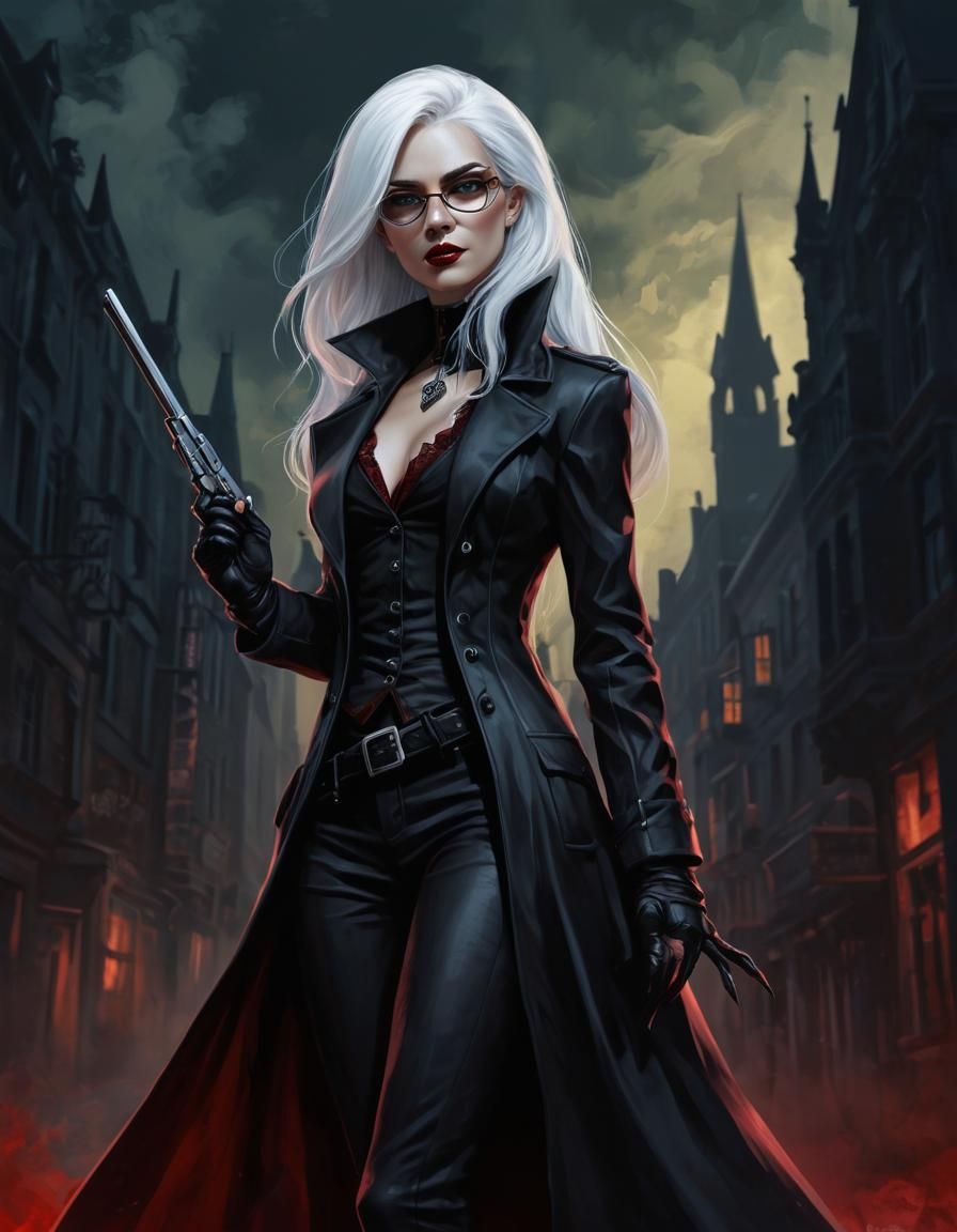 Dark Fantasy Vampire Detective in Gothic Style