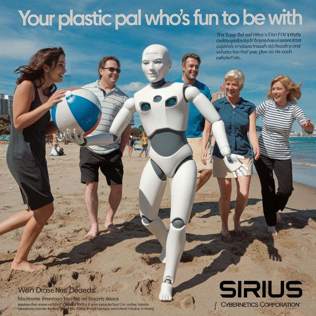 Fun-Loving Android Dances on Beach with Friends