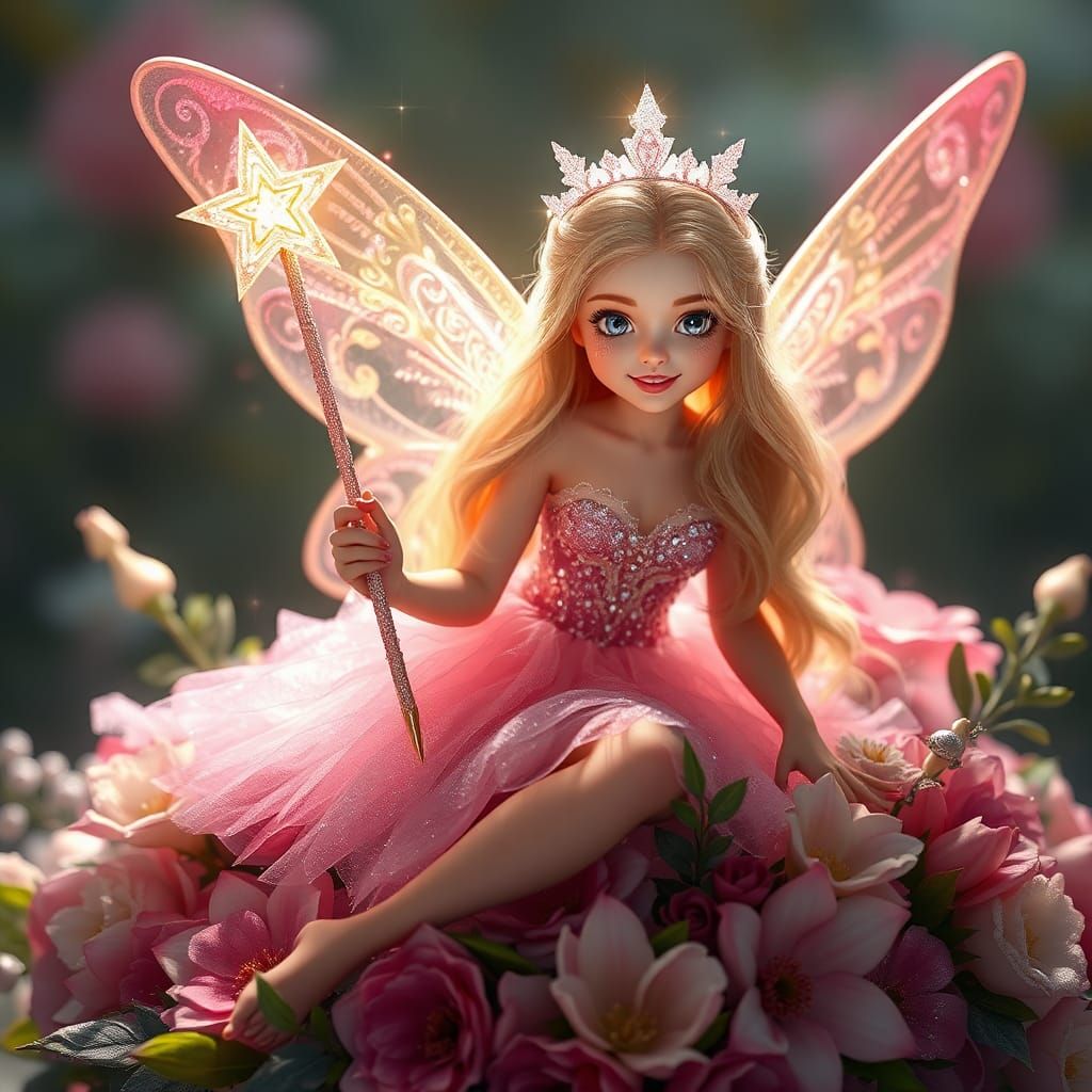 Ethereal Fairy with Glitter Wand and Crown
