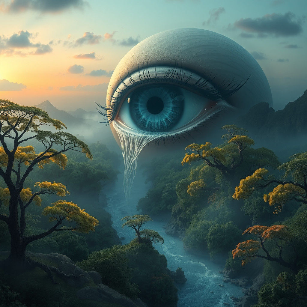 Colossal Eye Weeping a River of Tears