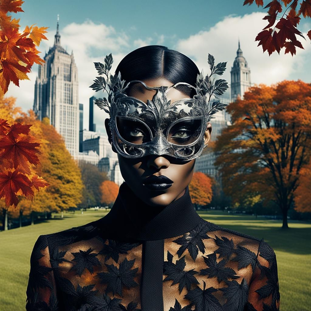 Gothic Model in Autumn Fashion: Hyperreal Double Exposure