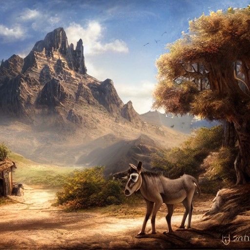 Detailed Matte Painting of a Donkey
