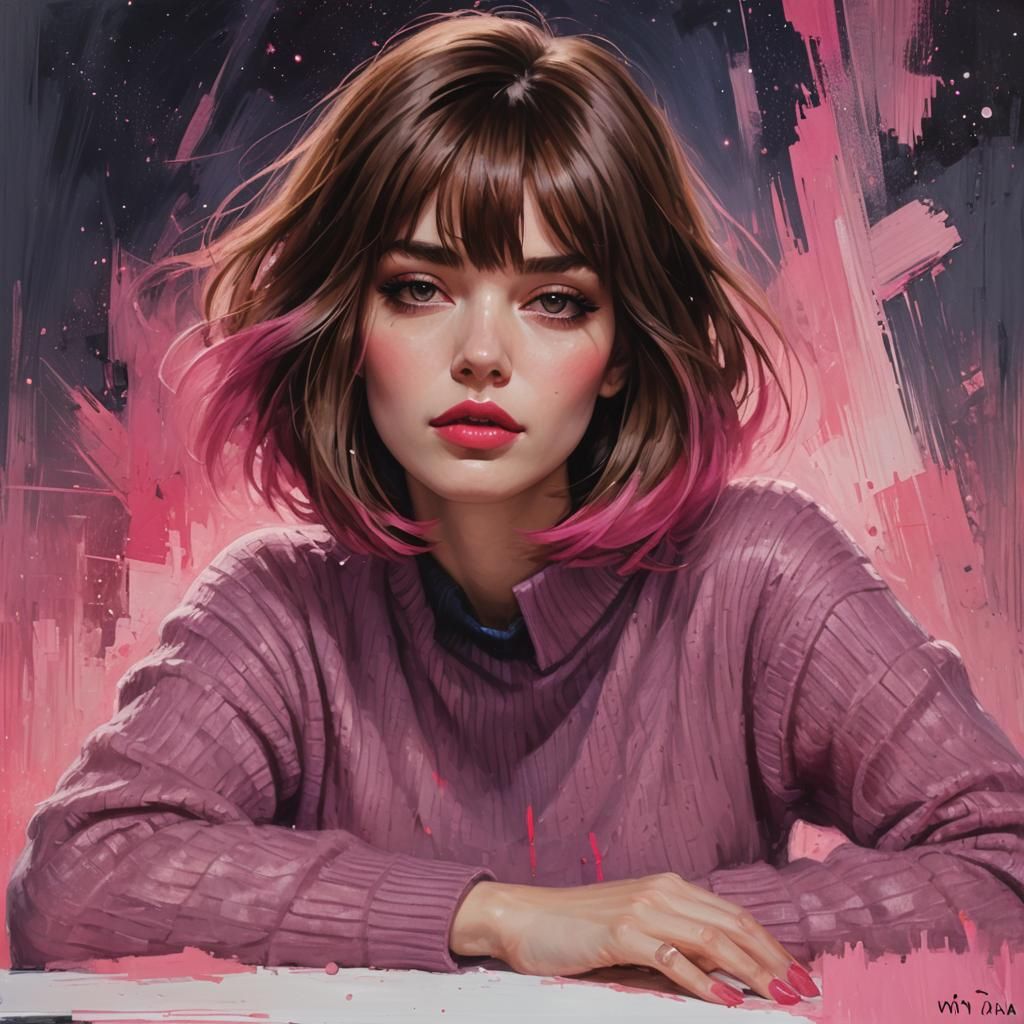 Cosmic Anime Woman Portrait in Hyperdetailed Style