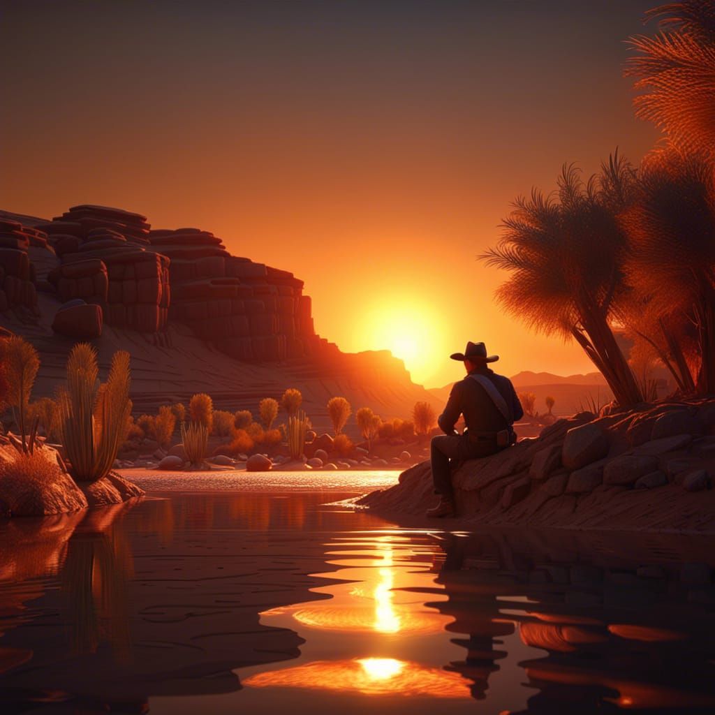 Desert Oasis Sunset