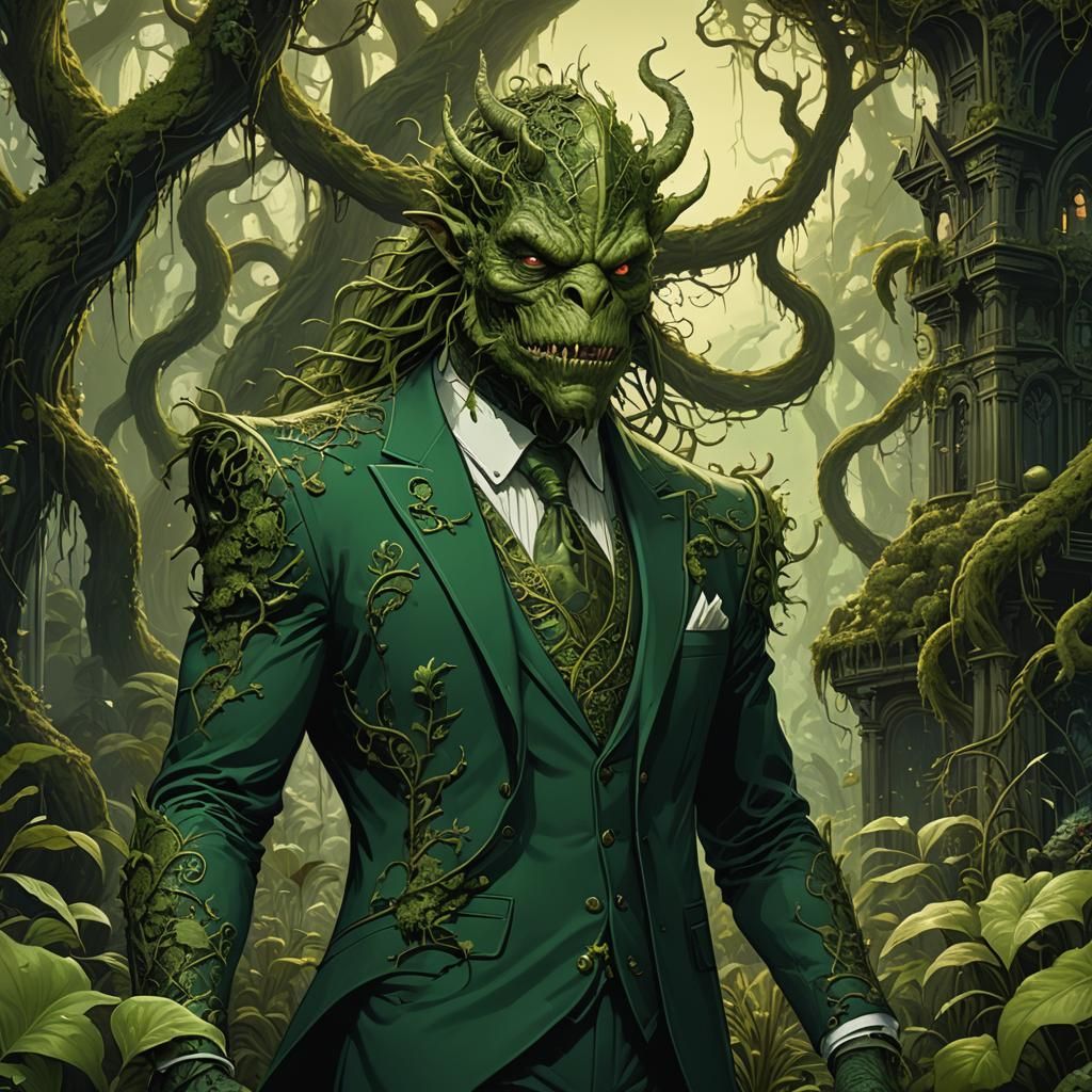 Swamp Monster in Art Nouveau Dark Fantasy