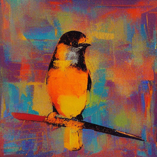 Vibrant Abstract Bird Painting in Oil