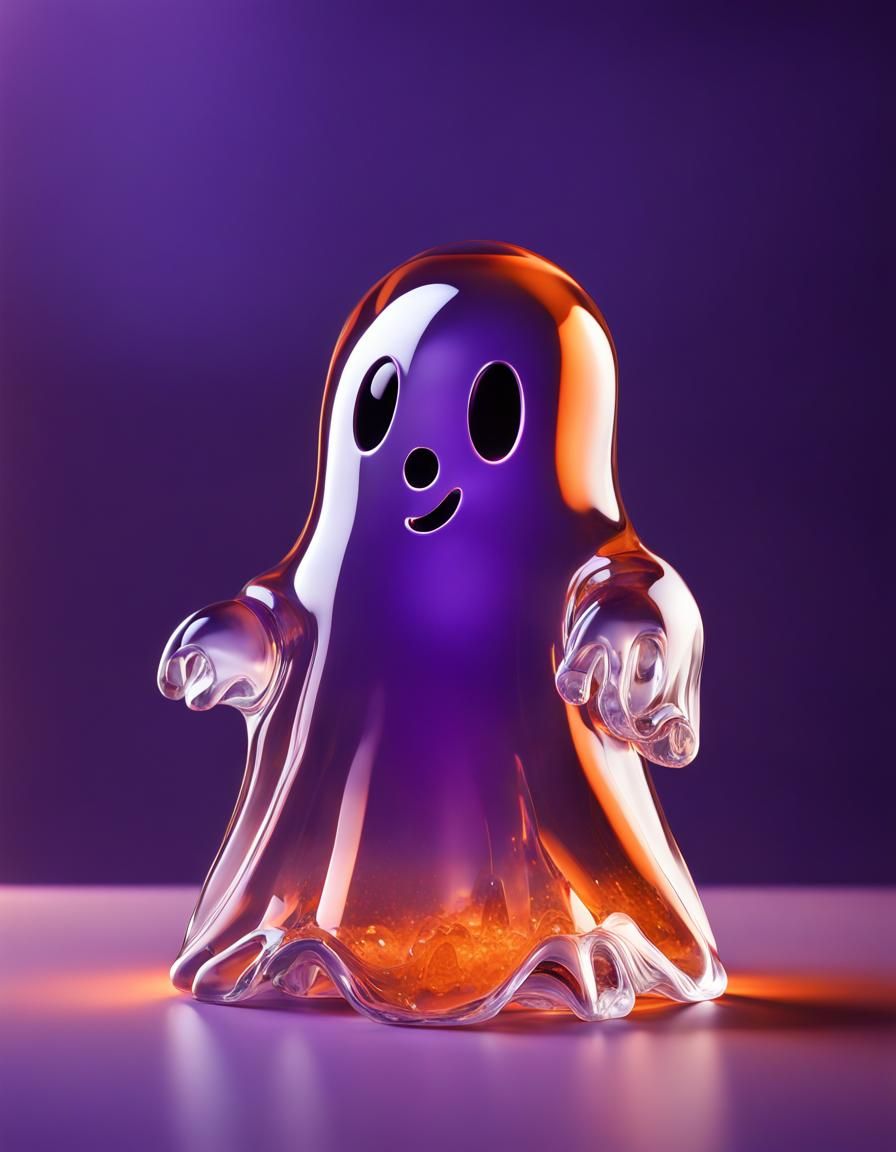 Crystal Ghost in Halloween Hues: 3D Render