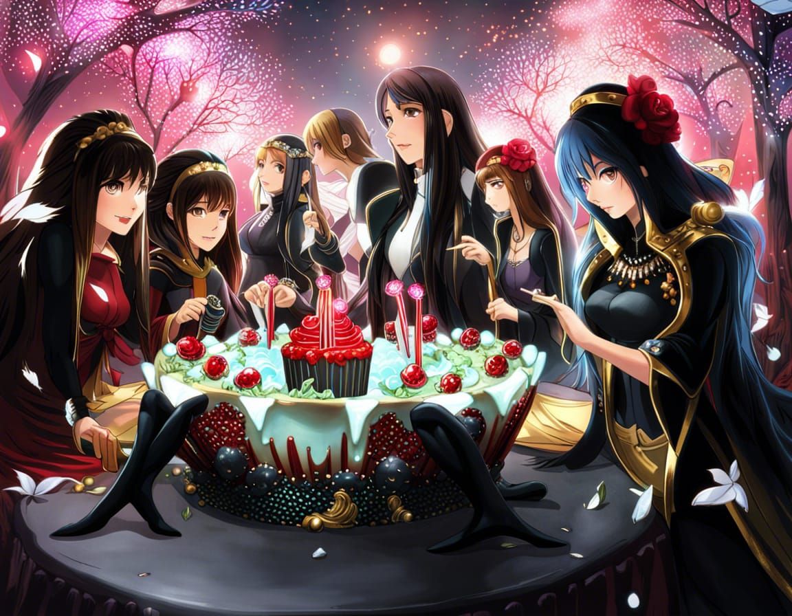 Gothic Birthday Cake with Golden Skulls