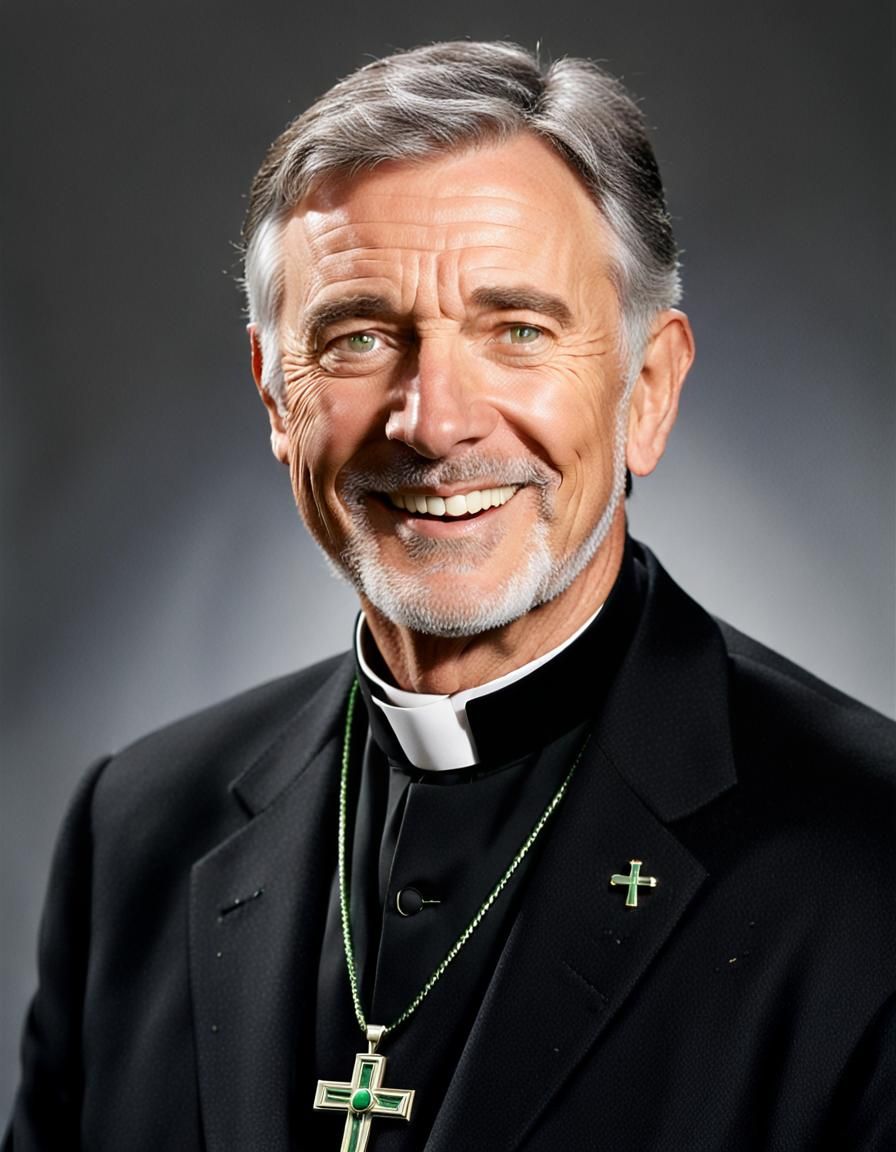 Portrait of a Kindly Smiling Catholic Priest