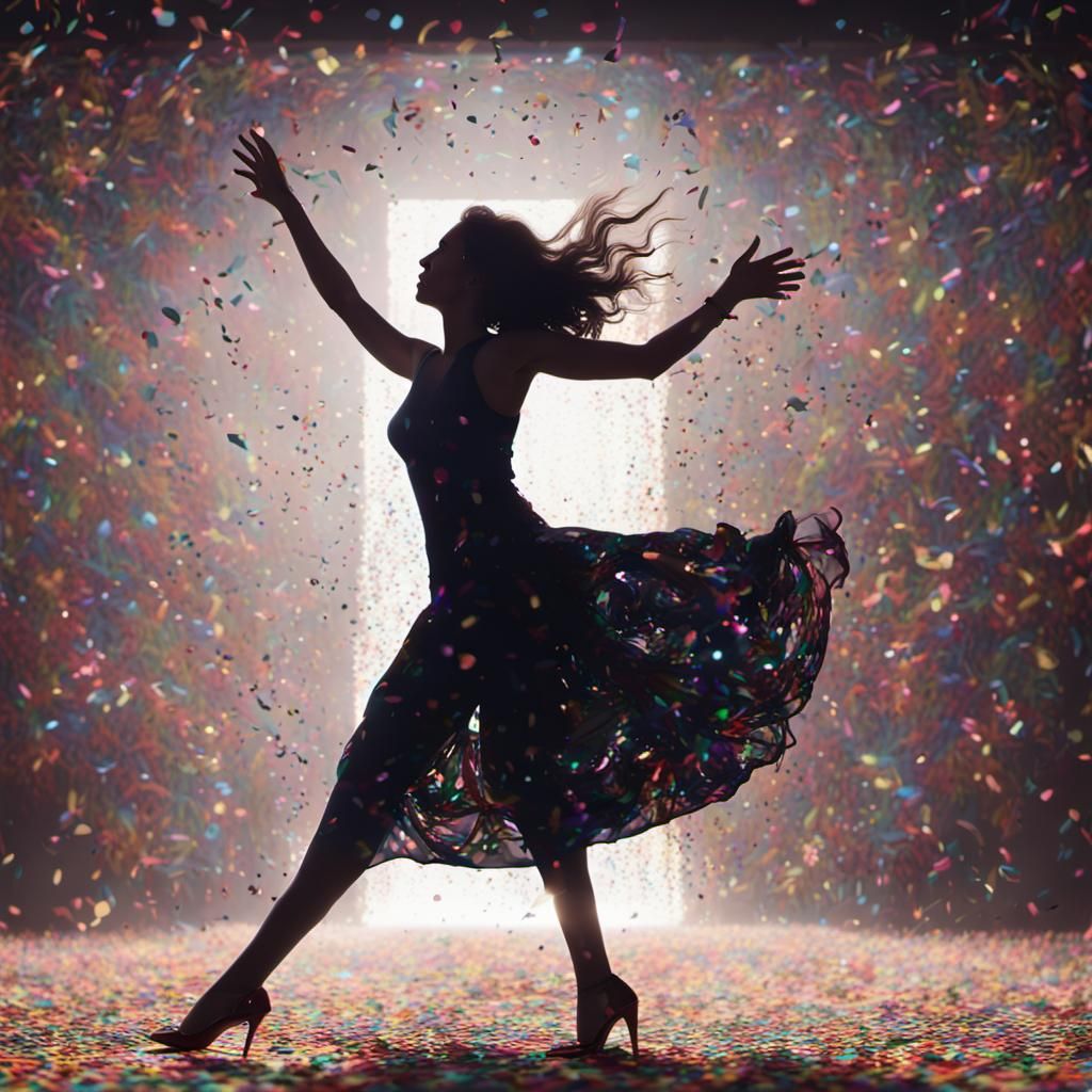 Rainbow Confetti Dance: A Maximalist Digital Painting