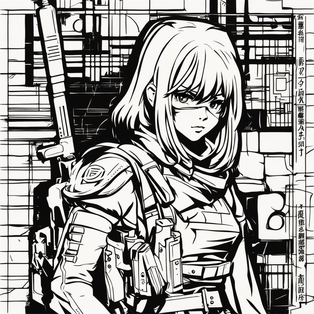 1970s Anime Bounty Hunter Stencil Art