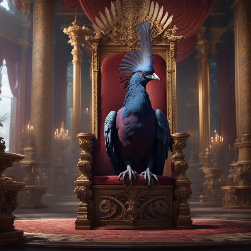 Victoria Crowned Pigeon in Fantastical Throne Room