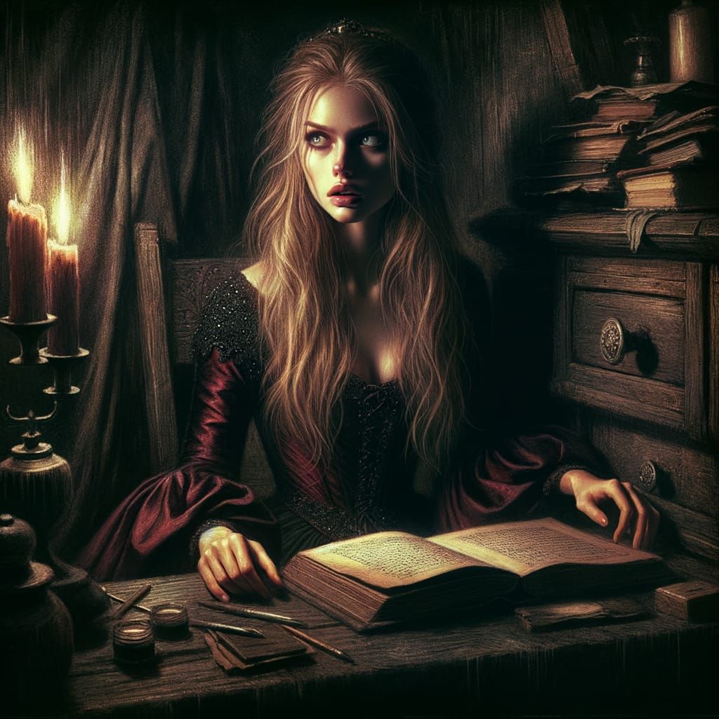 Eerie Norse Goddess Reading by Candlelight