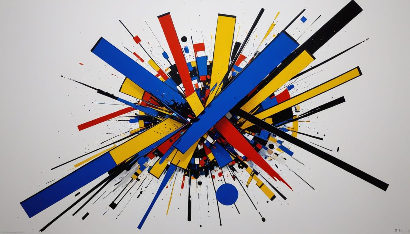 Vibrant Mondrian-Style Circles in Dynamic Composition