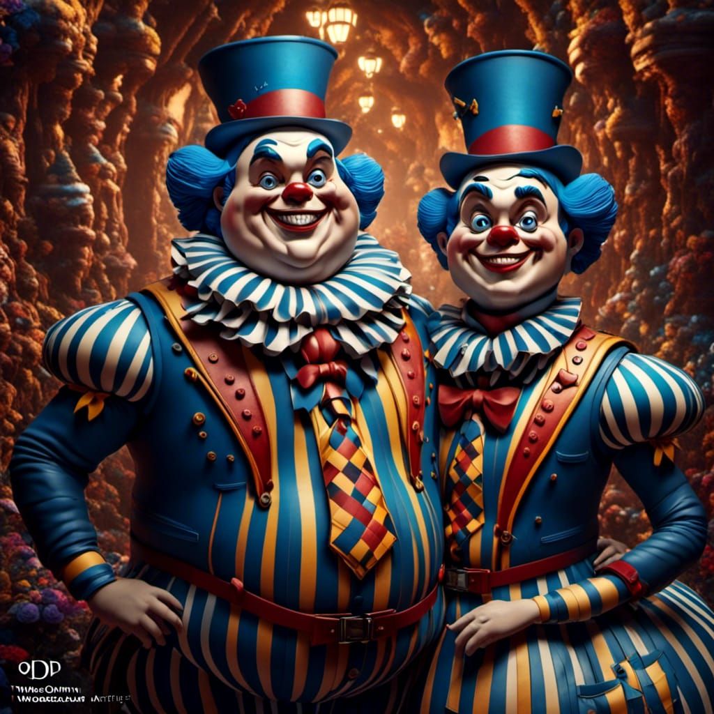 Tweedle Dee and Tweedle Dum in Wonderland, fat, twins, boys,...