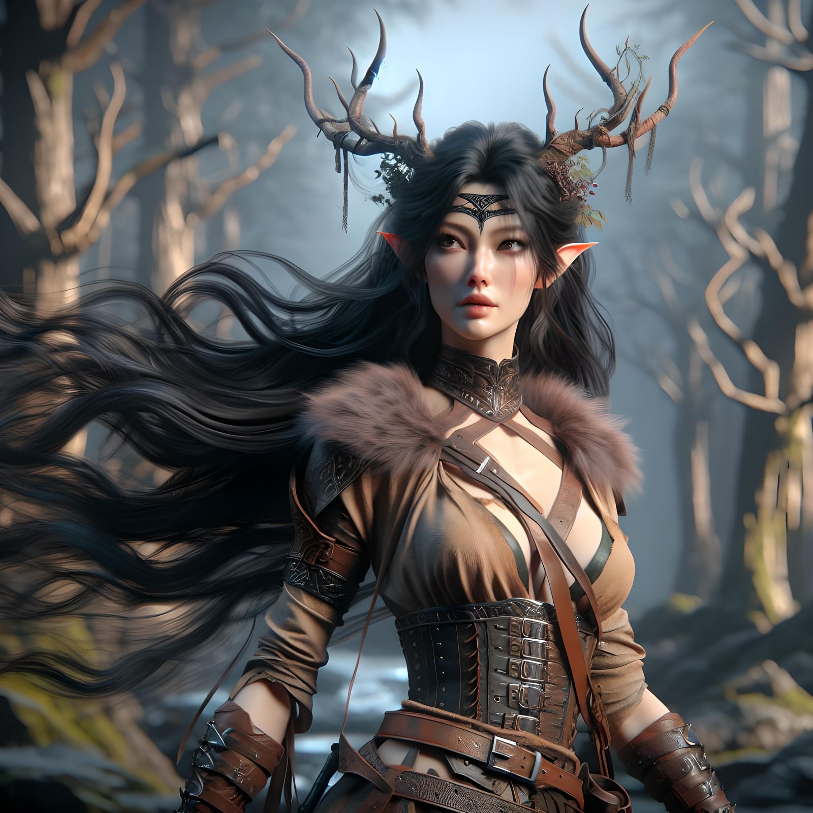 Fantasy Wild Hunt Lord in Detailed Forest