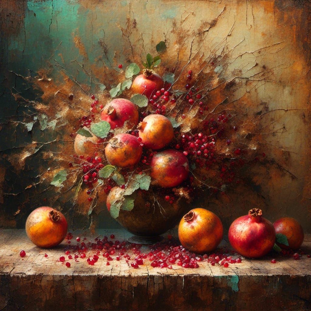 Still Life with Pomegranates: Old Masters Style