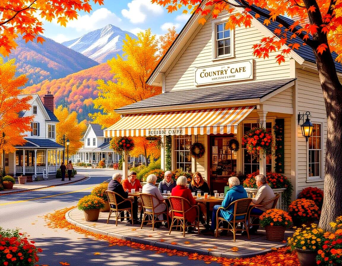 Small Country Cafe Decorated for Fall