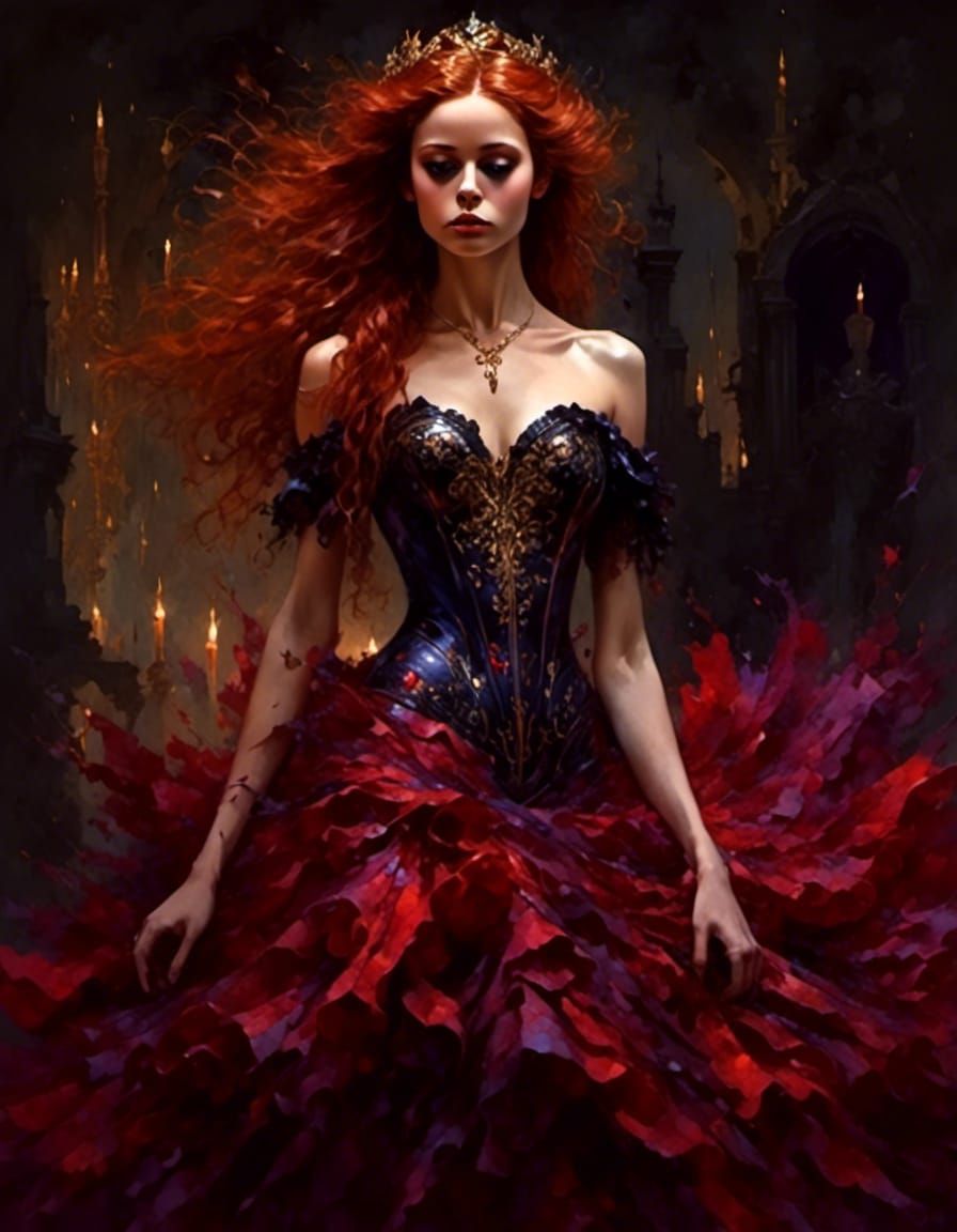 Fantasy Ballerina with Jeweled Corset, Detailed Digital Art