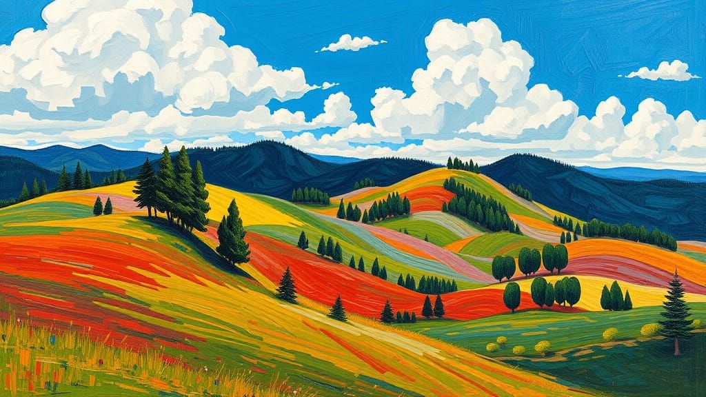 Expressive Landscape Painting in Vibrant Oil Colors
