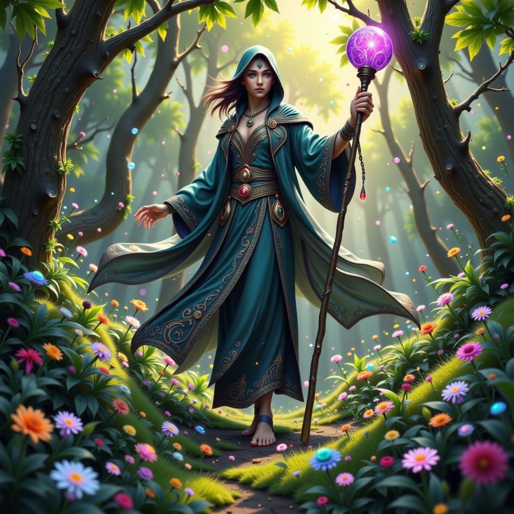 Anime Elf in Enchanted Forest, 3D Art