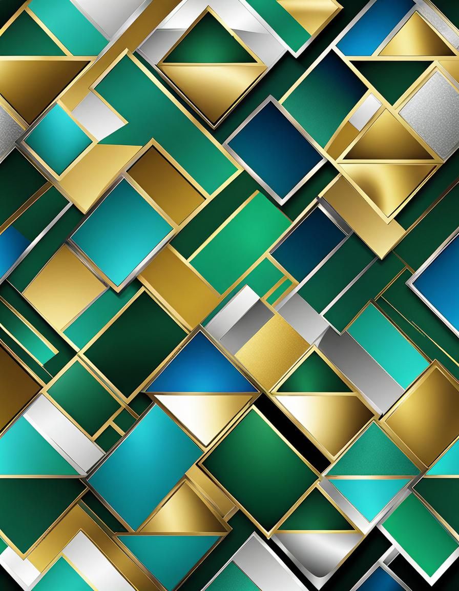 Vivid Geometric Pattern in Silver, Gold and Blue