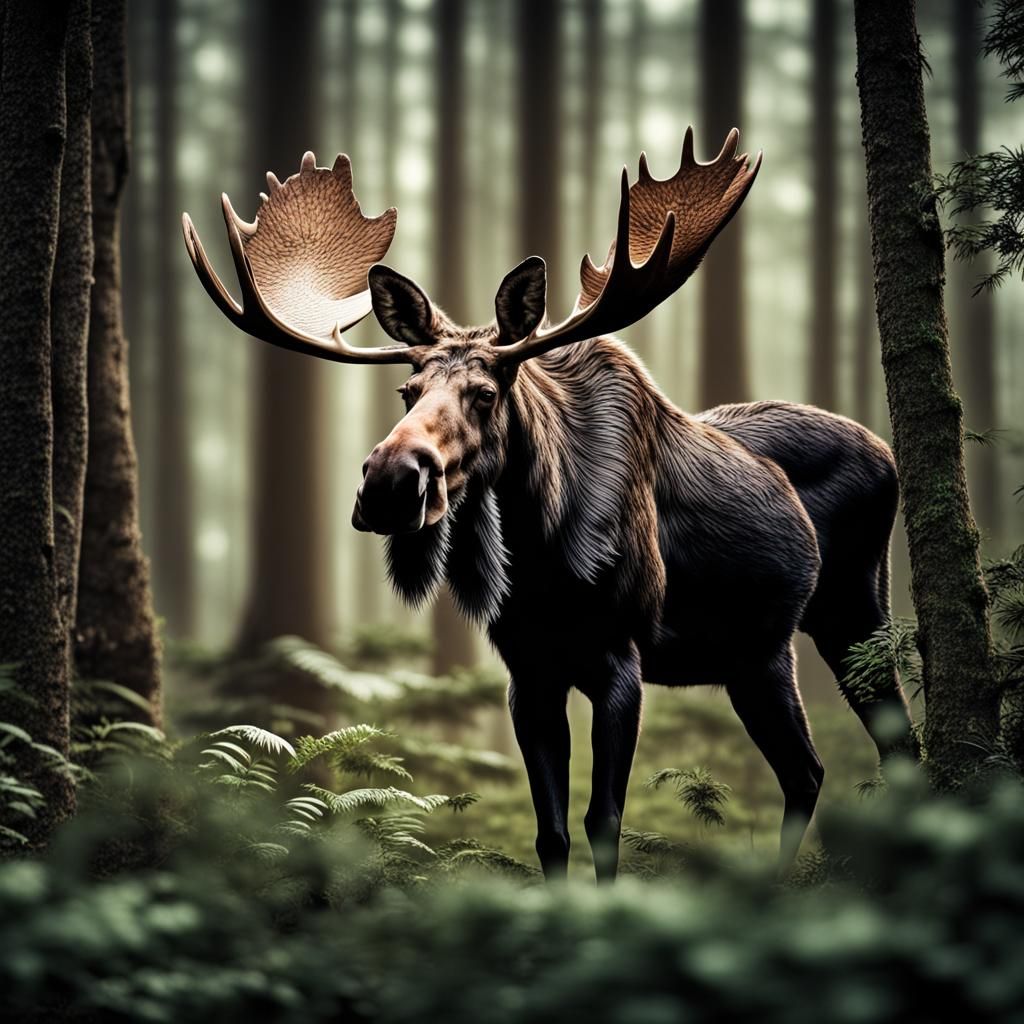 Hyperrealistic Moose in Jungle Environment