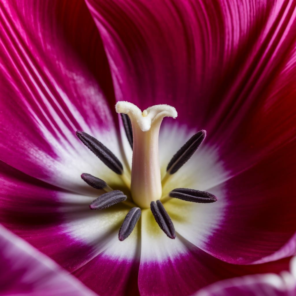 Macro Photo of Tulip Stamen: Hyperrealistic Detail