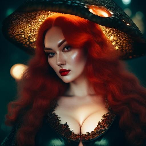 Kawaii Mushroom Woman in Magic Forest