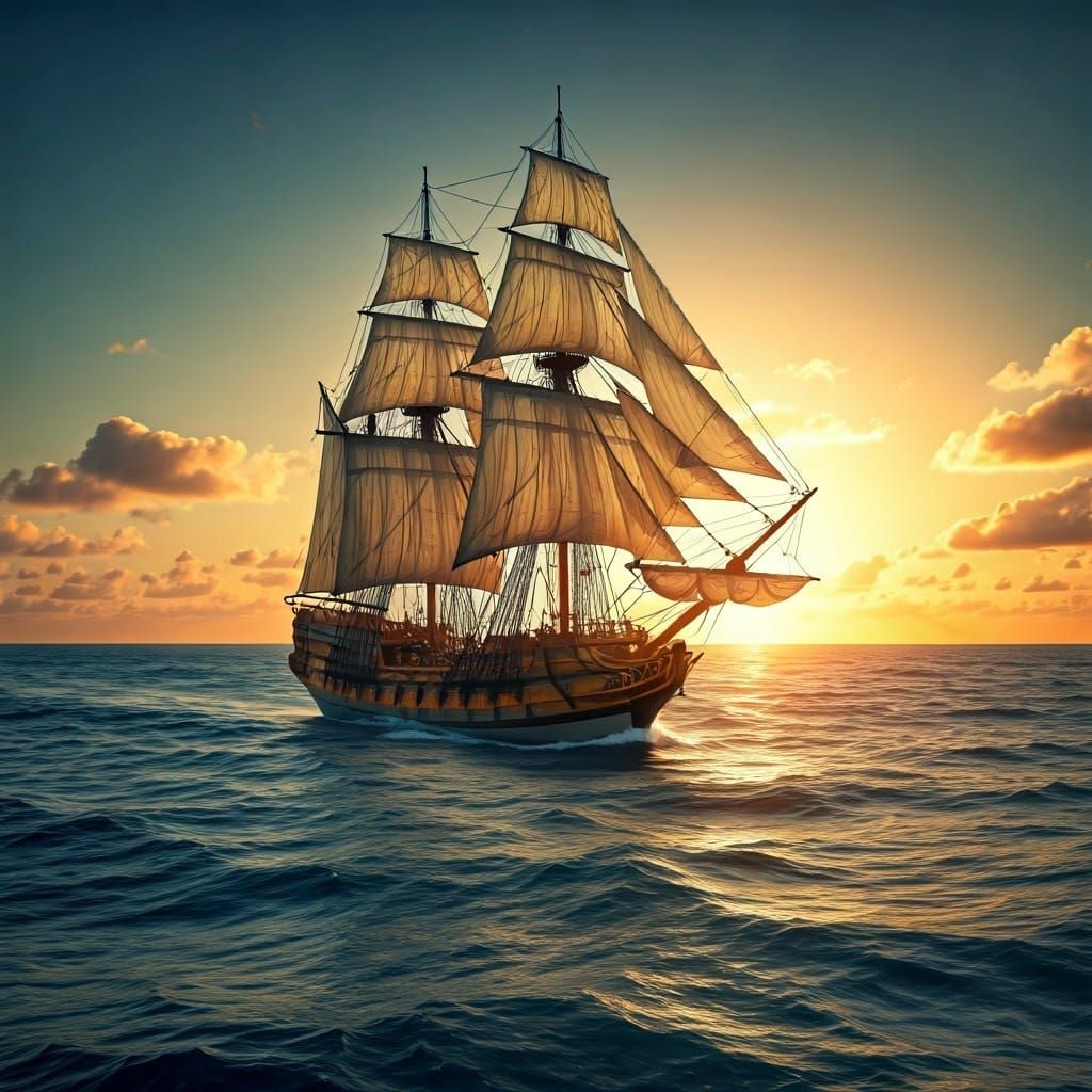 16th-Century Spanish Galleon in Turbulent Seas