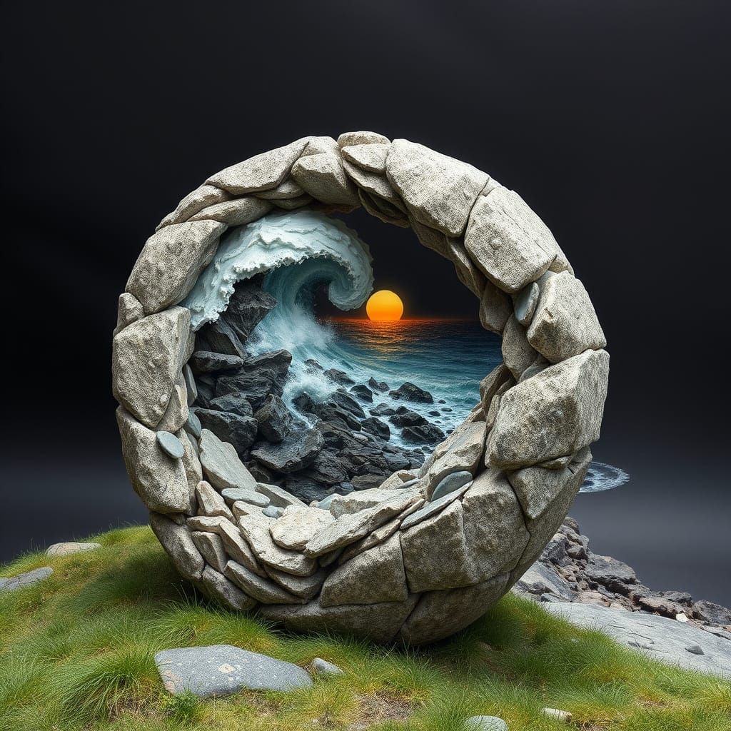 Storm in Stone Lace Sculpture: Coastal Sunrise
