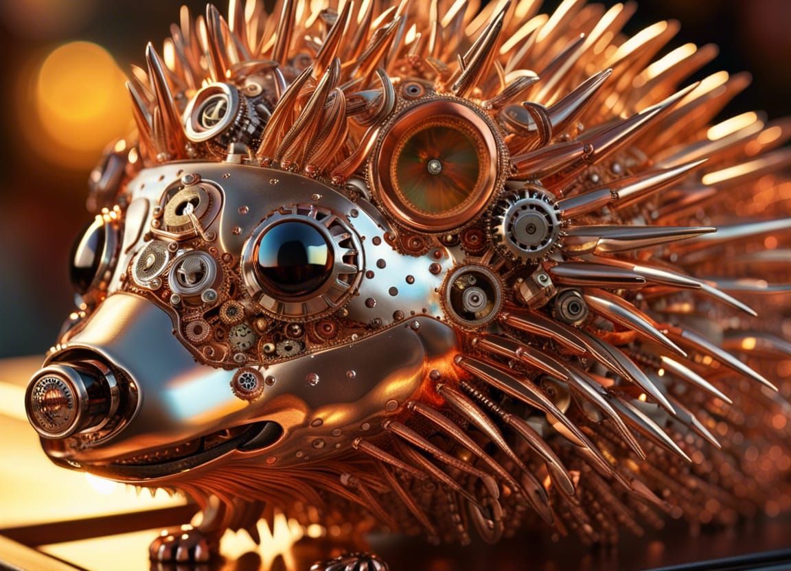 Steampunk Crystal Porcupine in Golden Hour Light