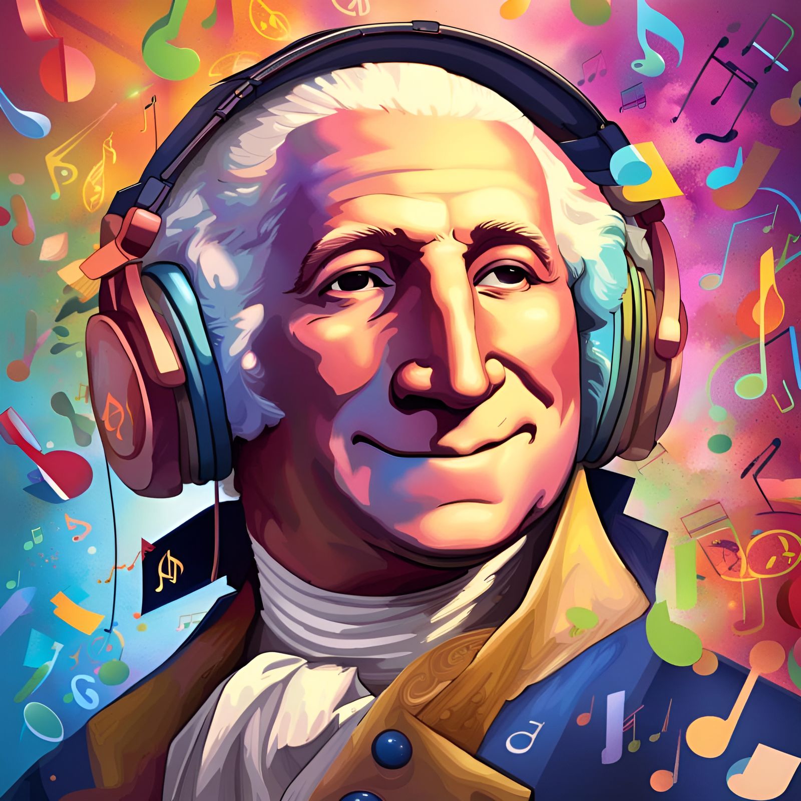 George Washington Enjoys Music in Hyperrealistic Art