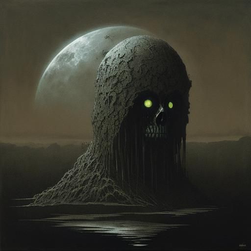 Surreal Ink Blot in Beksinski Style