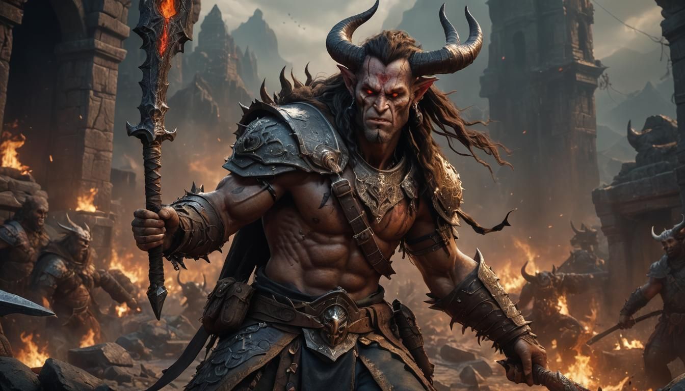 Tiefling Barbarian King: Fantastical Artstation Fantasy Conc...