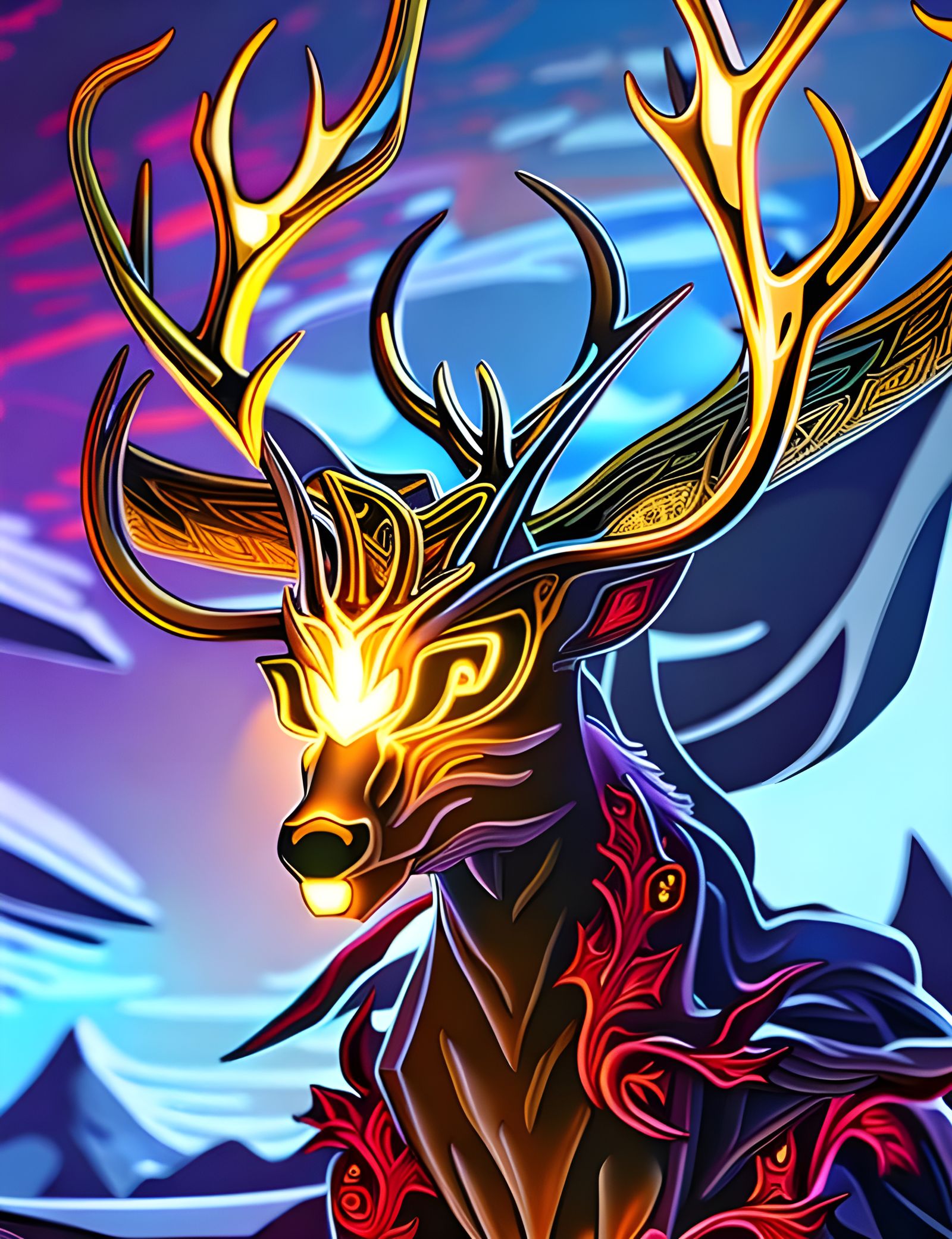 Christmas Deer Elemental in Digital Art Style