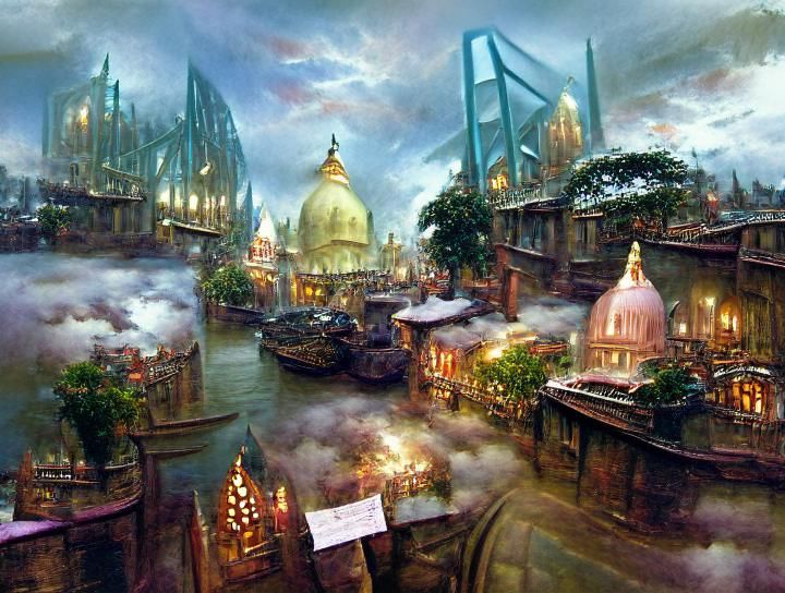 Medieval Kolkata Bay in Luminist Style
