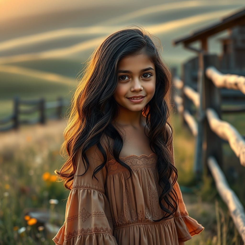 Rustic Country Girl Radiates Effortless Elegance Amidst Roll...