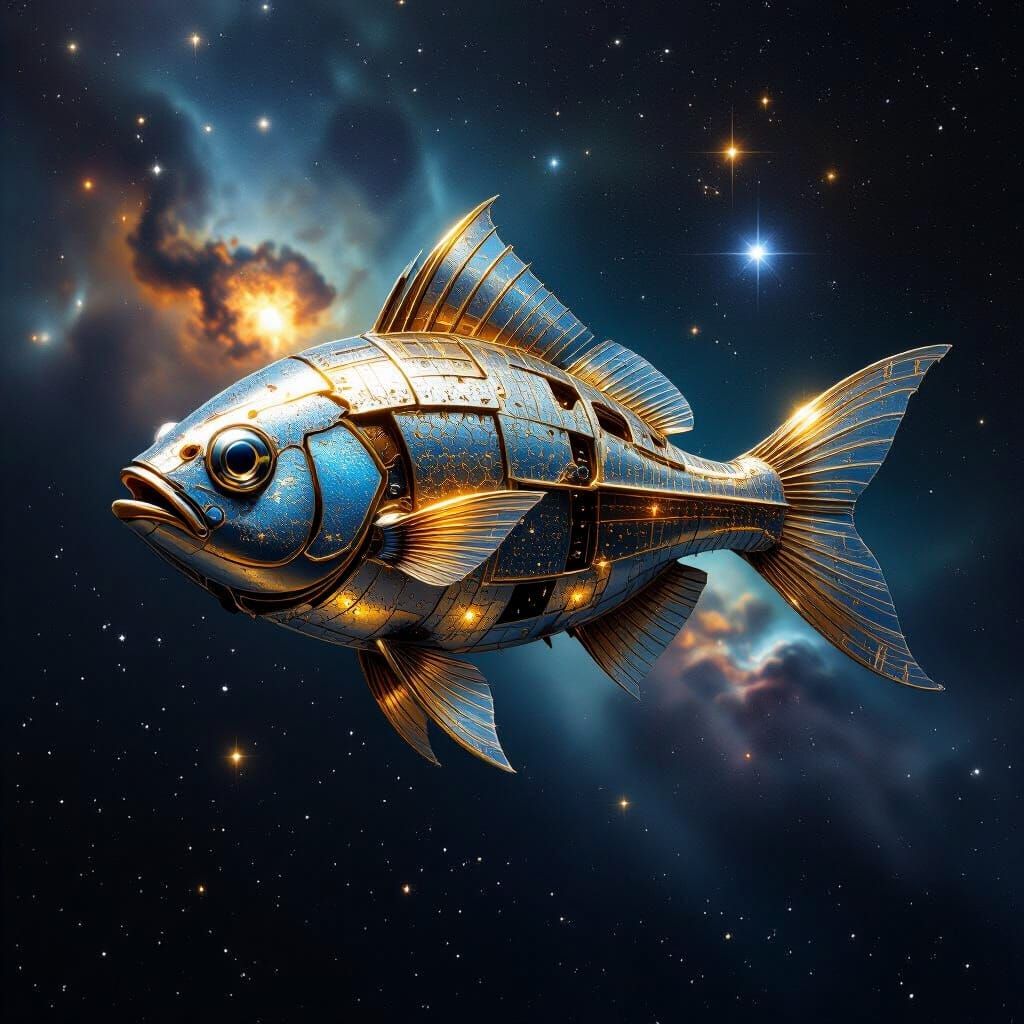 Metallic Space Fish Pooping Stars