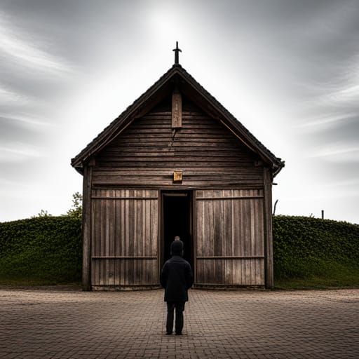 Silhouette at Haunted House: Hyperrealistic Digital Art