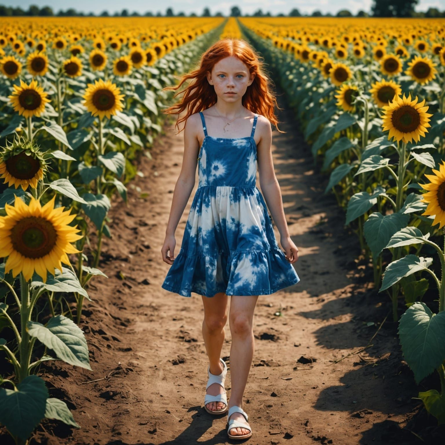 Girl in Sunflower Field: Fantasy Concept Art