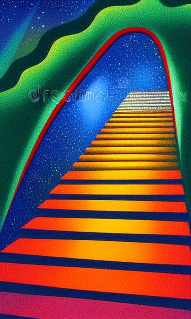 Ethereal Stairway to Heaven in Studio Ghibli Style