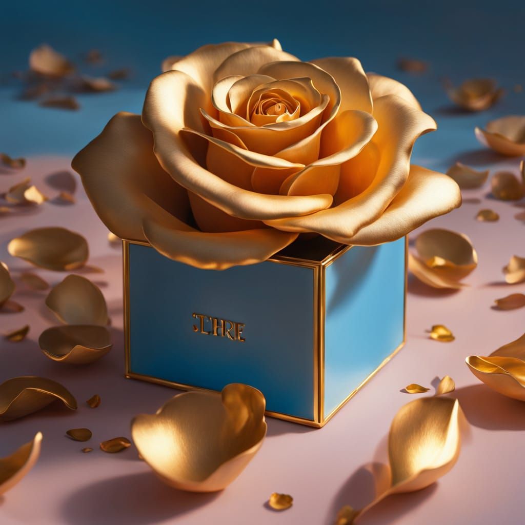 Surreal Blue Box Opens with Delicate Fingers in Dreamlike Oi...