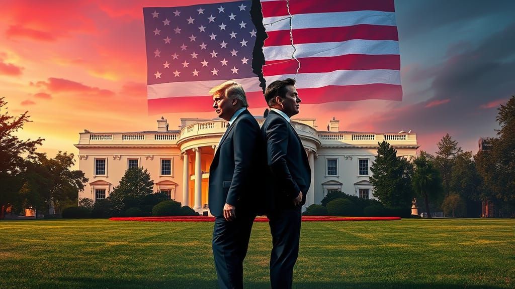 Dystopian Album Cover: Trump and Musk Divided