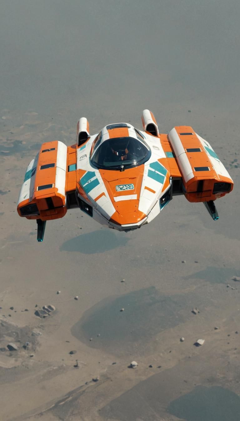 Futuristic Hover-Speeder with Japanese Tech Decals